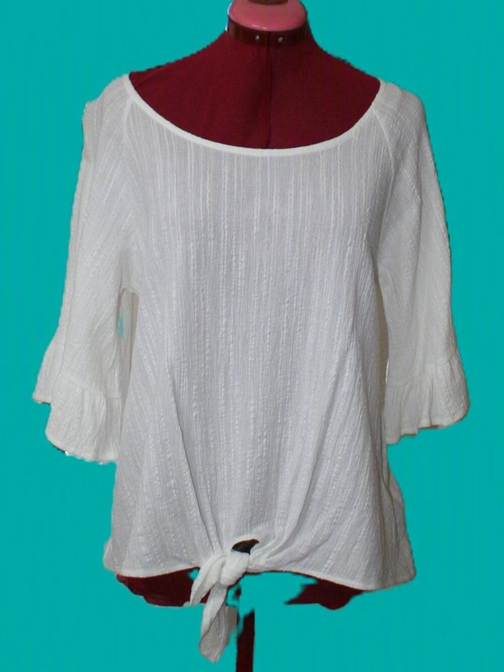 NWOT I Joah Premium White Rayon Tie-Front Blouse S